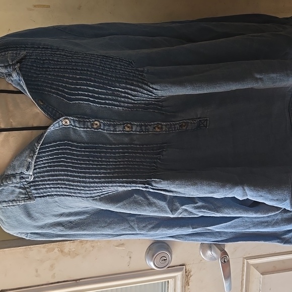 Pilcro Blue Button-Down Denim Blouse - Picture 5 of 5